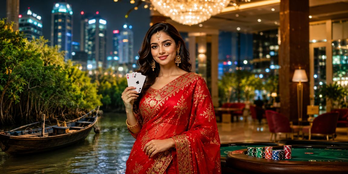 ঢাকায় সবুজ ও লাল আলোয় পোকার গেমের দৃশ্য
