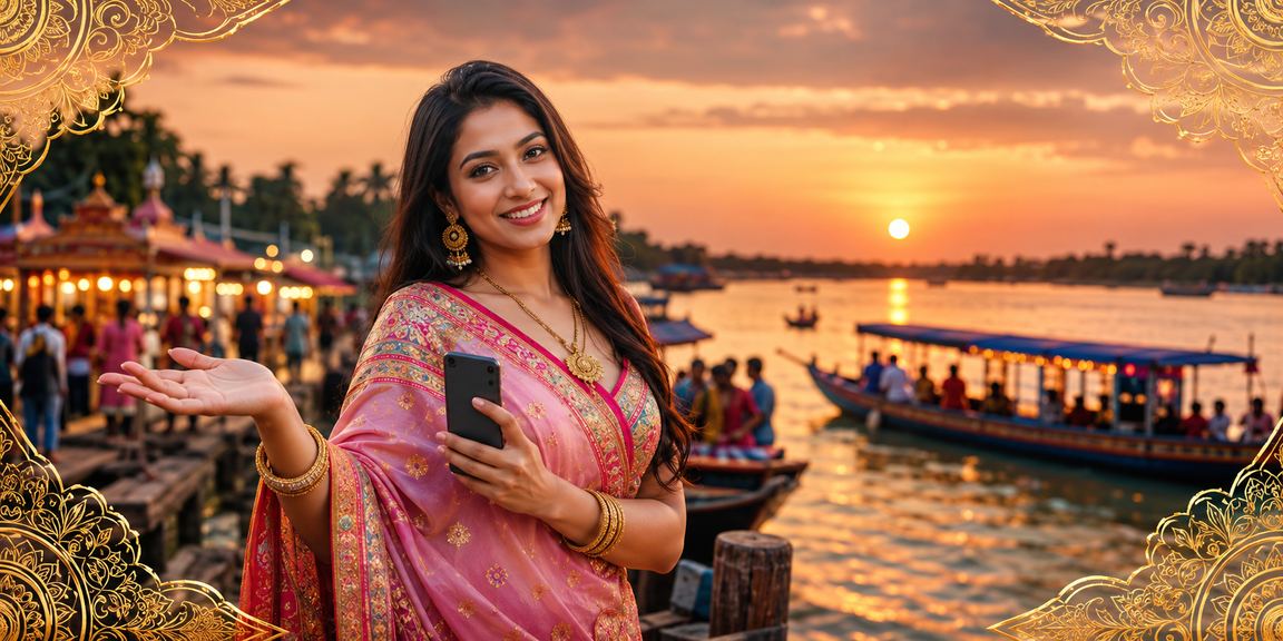 রাজশাহীতে শাড়ি পরে মোবাইলে ক্যাসিনো খেলার দৃশ্য